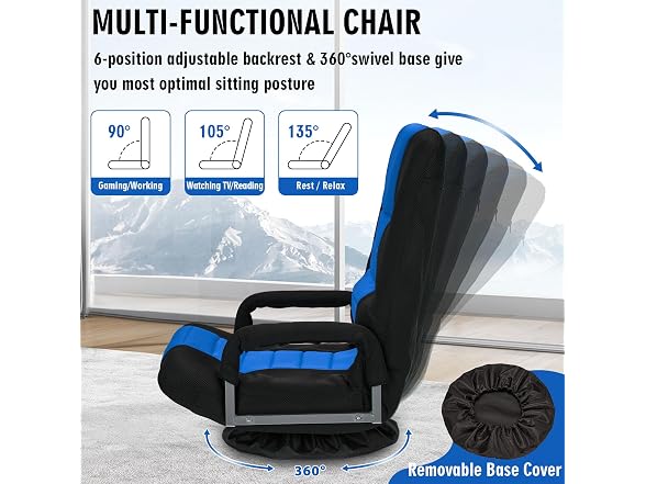 Swivel Floor Gaming Chair w/Armrests