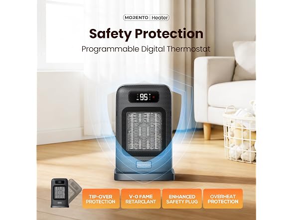 MORENTO Space Heater for Indoor Use Black