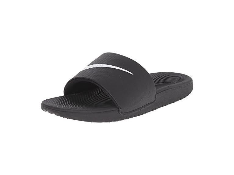 NIKE Kids' Kawa Slide Sandal, Black/White, 2 M US Little Kid