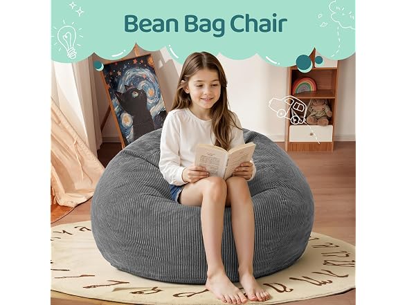 Cansunna Grey Bean Bag Chair 2'
