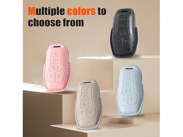 Riasot Leather Key Fob Cover Ford Pink