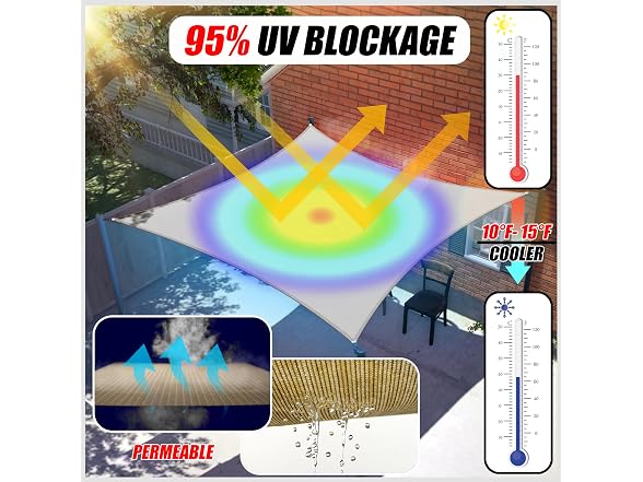 ColourTree 8' x 8' x 8' Sand Beige Sun Shade Sail Triangle
