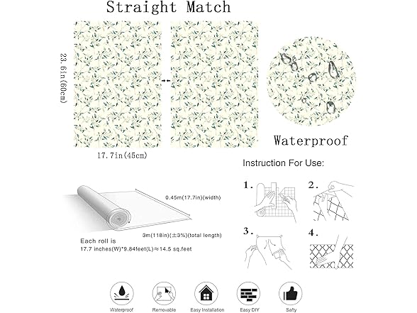 OUSCACH Vintage Floral Wallpaper Green