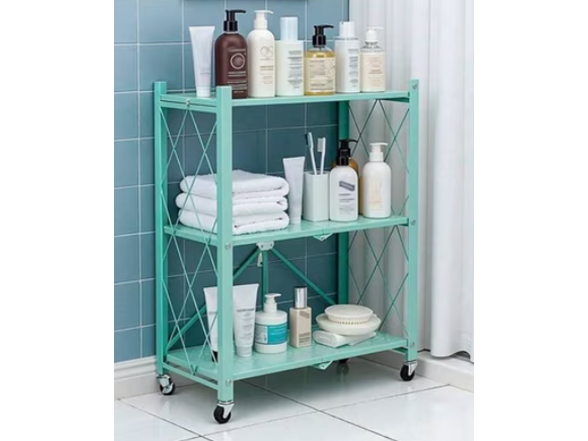 J&V Textiles Foldable 3-Tier Matte Metal Cart