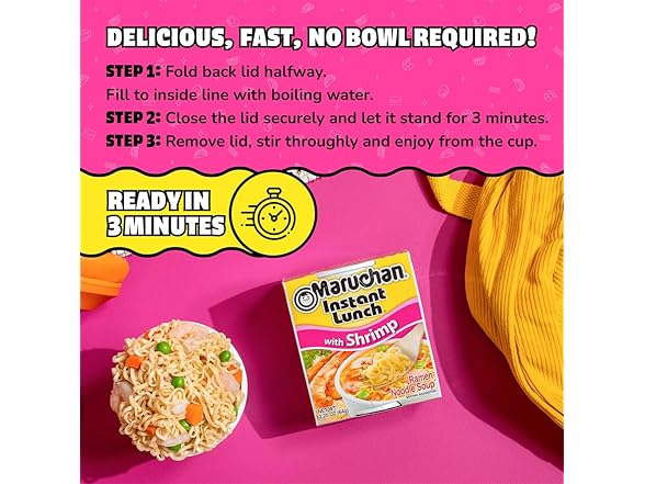 12PK Maruchan Instant Lunch Ramen Noodles, Shrimp