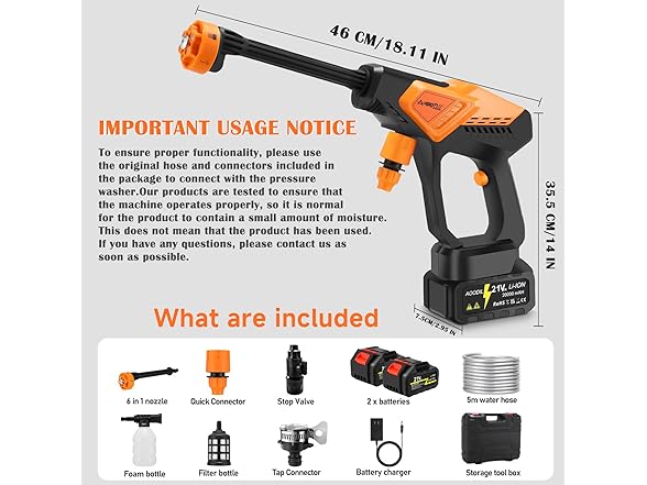 Cordless Portable Pressure Washer 800PSI