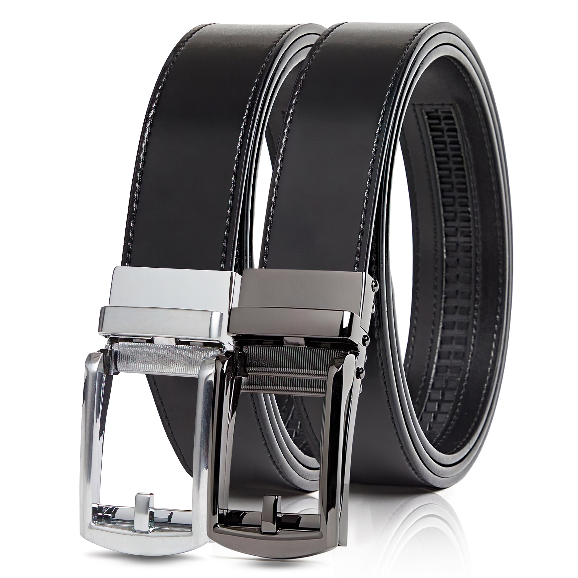 Carlo Fellini Mens Leather Ratchet Belt - Gallery 45