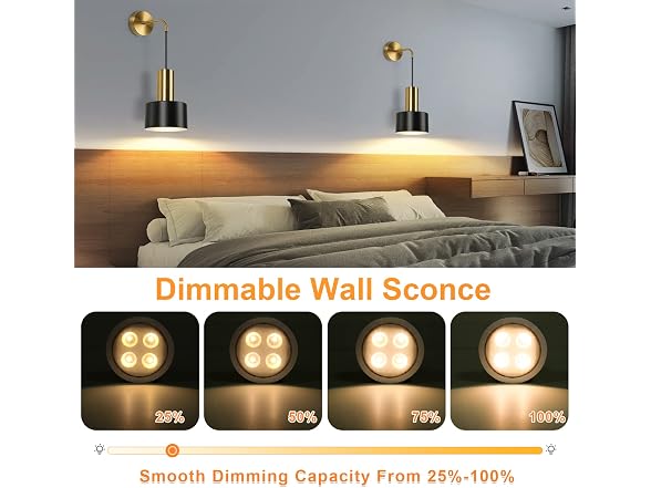 VerRon Wall Lights with Remote Set of 2