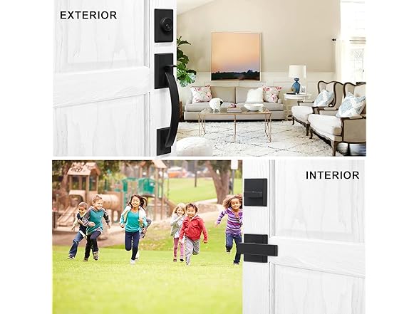 NeuType Front Door Handle Set Matte Black
