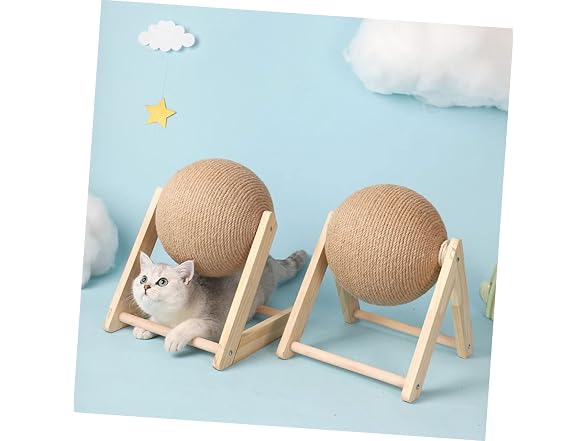 SUPVOX Cat Scratcher Toy 6.69 Inch Sisal Rolling Ball
