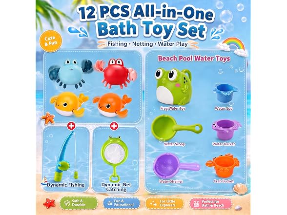 ZHFUYS 12Pcs Bath Toys for Toddlers