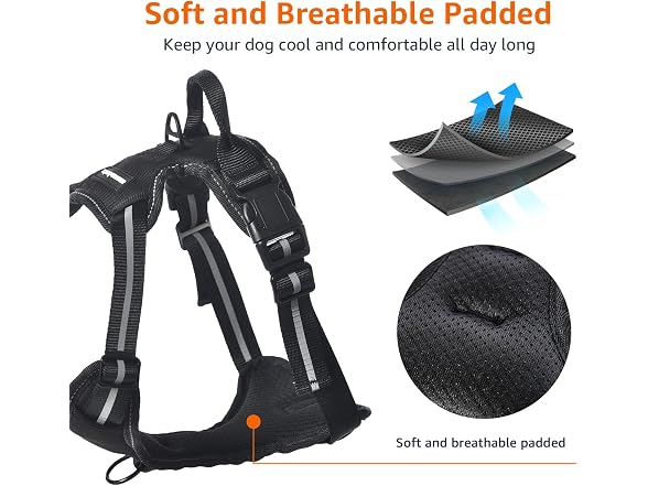 Amazon Basics No-Pull Dog Harness, Soft Padded XL Black