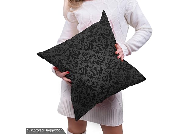 Ambesonne Dark Grey Fabric by The Yard, Black Damask