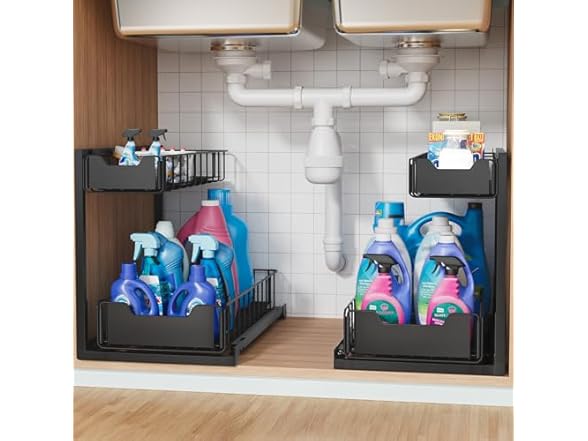 Cegkanenx 2 Pack Metal Under Sink Organizer