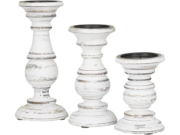 Set of 3 Candlestick Holder 10", 8", 6”H, White