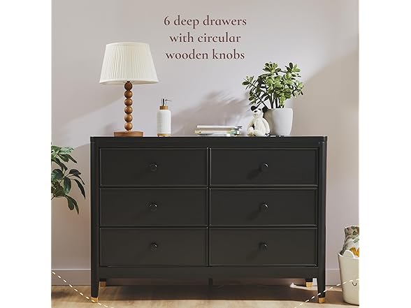Little Seeds Aster 6-Drawer Dresser, Black