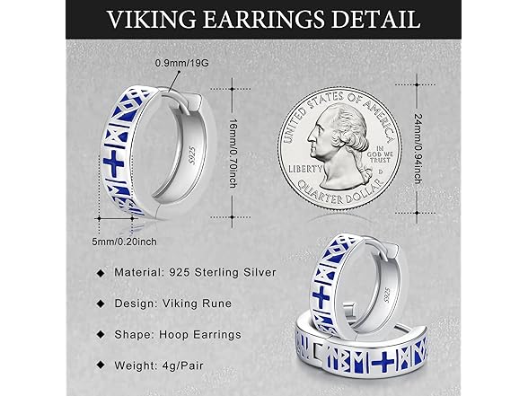 Viking Rune Hoop Earrings