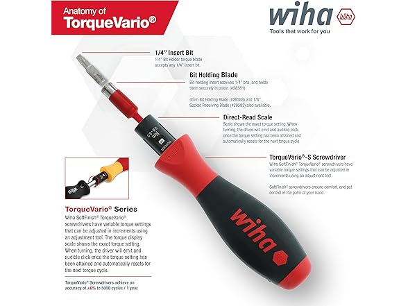 Wiha 28589 Torque Control Screwdriver Set