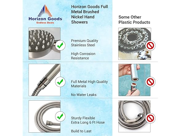All Metal Shower Head with Hose