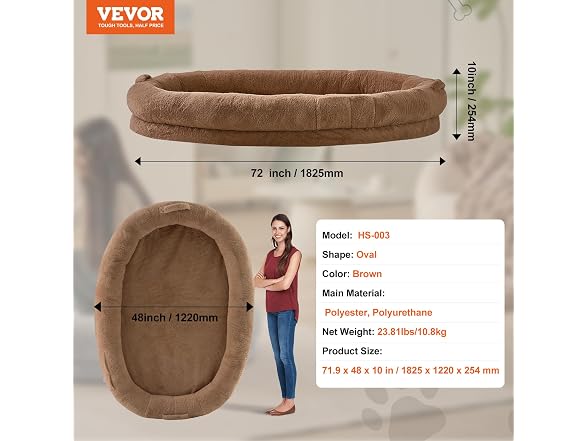 VEVOR Human Dog Bed, 72" x48"x10" Human