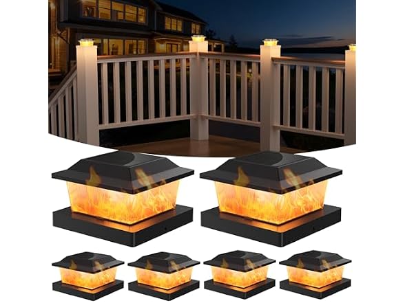 Flyingod White Solar Post Cap Lights Black