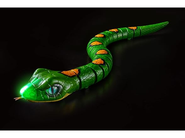 Slithering Snake Robotic Light Up Reptile Toy that Moves (Green)