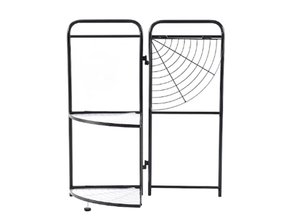 J&V Textiles 7054-BK 3-Tier Foldable Corner Shelf