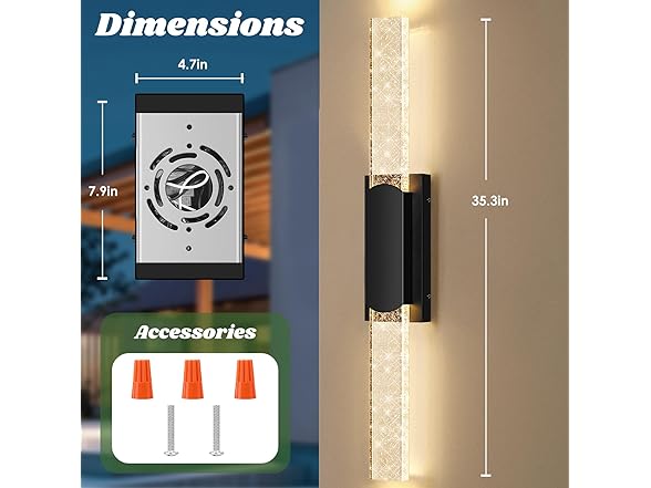 BesLowe 35.3in Wall Lights w/ Crystal Bubble, 2 Pk