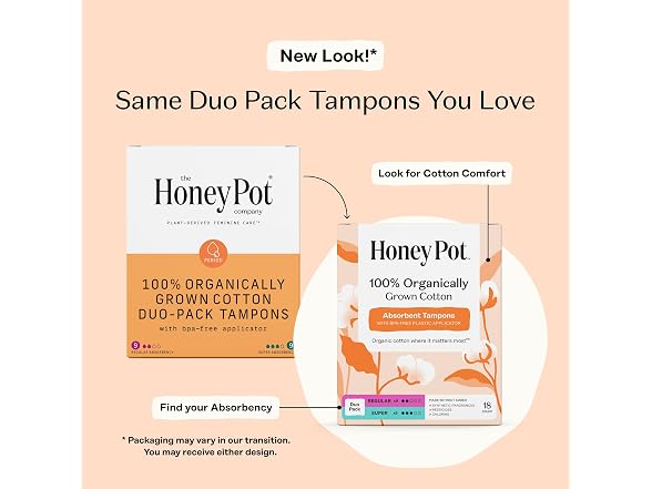 Honey Pot Organic Cotton Tampons 18 Count