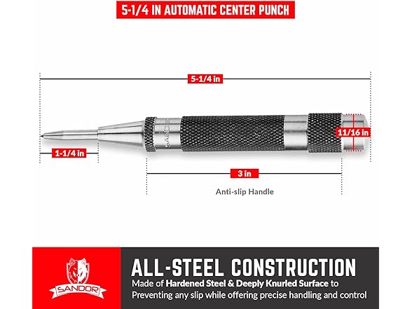 Heavy Duty Automatic Center Punch with Hardened Steel