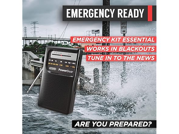 PowerBear AM/FM Portable Radio Black