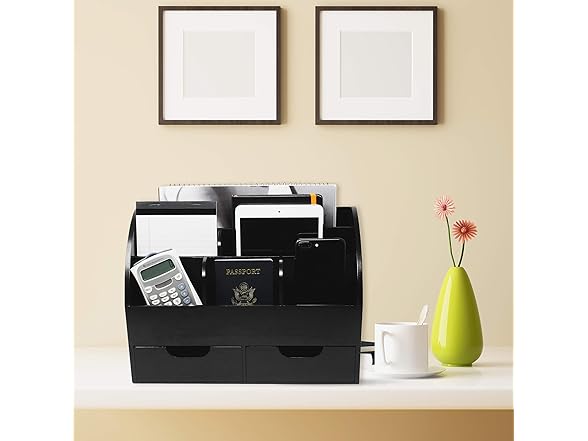 Rustic Wood Desk Organizer & Mail Rack