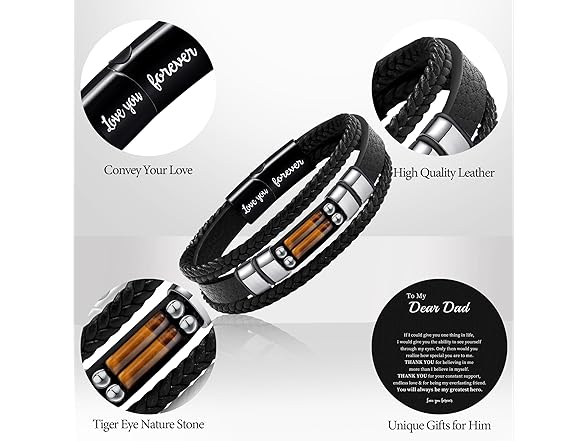 JSJOY Grandpa Gift Leather Bracelet