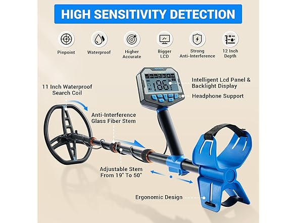Metal Detector adjusts 19-50" IP68 Waterproof Coil