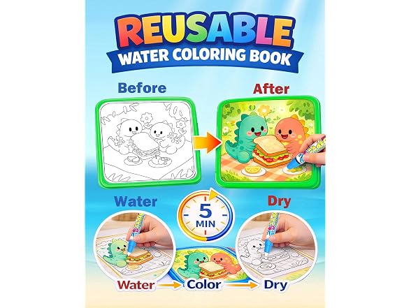 Reusable Water Painting Books, 10 Pages