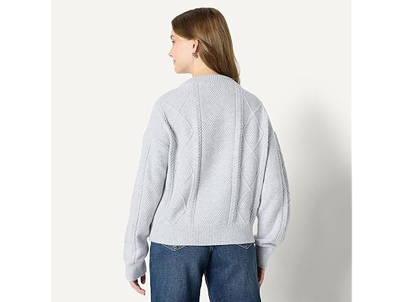 Amazon Essentials Women Relaxed-Fit Cable Crewneck Sweater