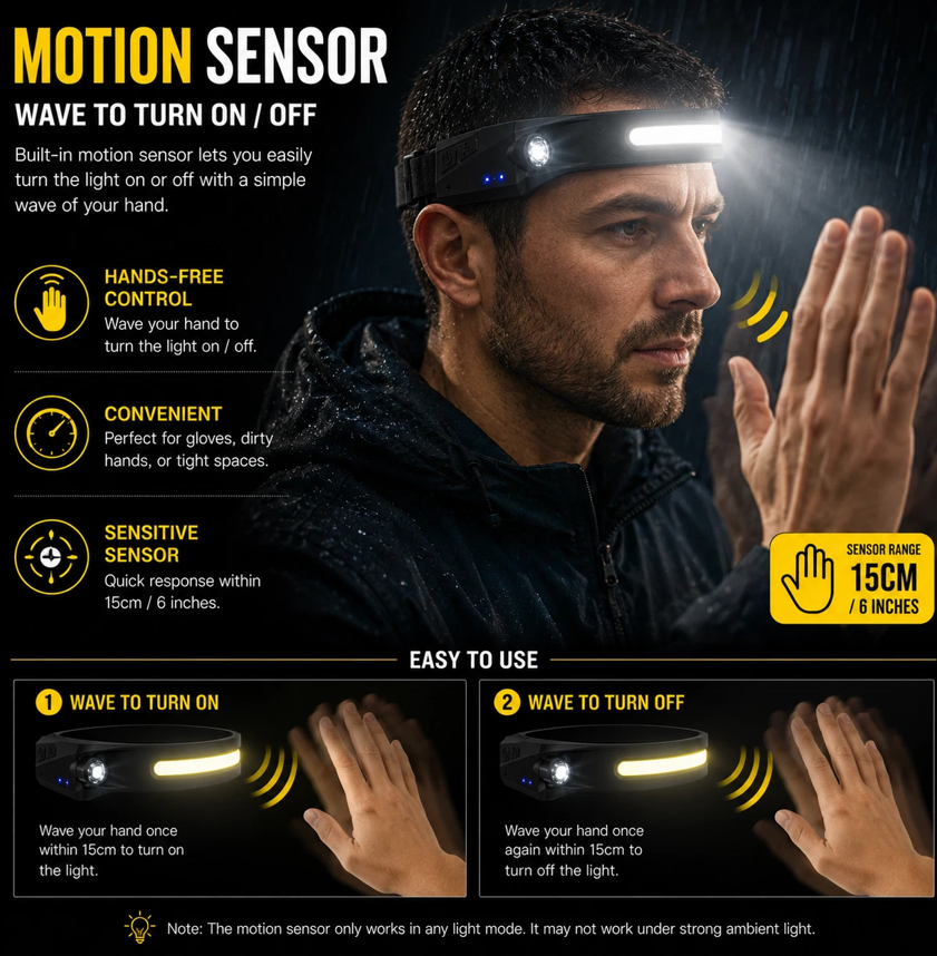 Rechargeable COB LED Headlamp - Gallery 10