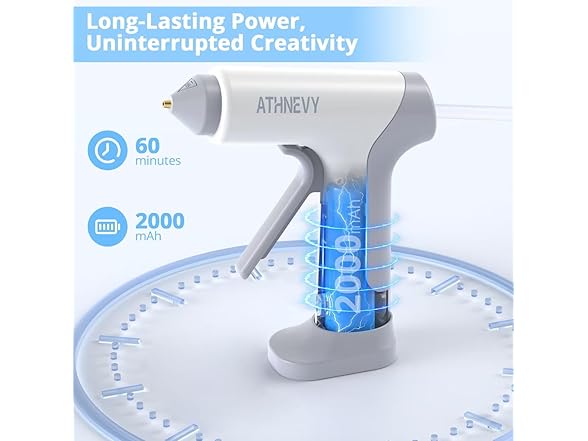 Athnevy FA0401 Cordless Hot Glue Gun White White