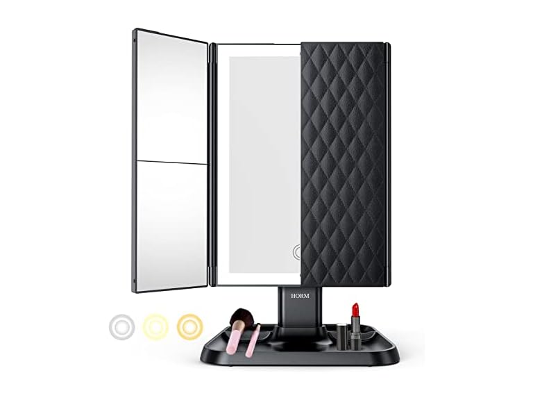 AirExpectal Makeup Mirror Trifold Vanity Mirror - Black