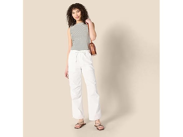 Amazon Essentials Womens MidRise RelaxedFit FullLength Parachute Pant (XS)