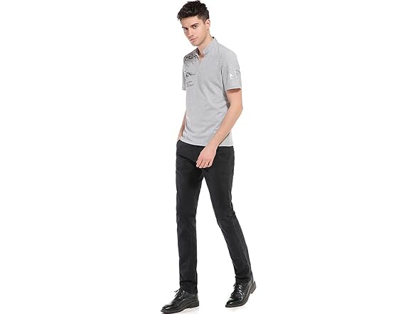 Sportides Men (L) Fashion V-Neck Henley Stand Tops