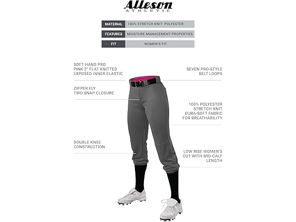 Alleson Women's Fastpitch Pant Char (M)