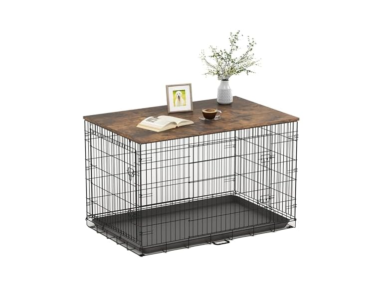 Piskyet Dog Crate Topper Wood Countertop for 48 42 36 3