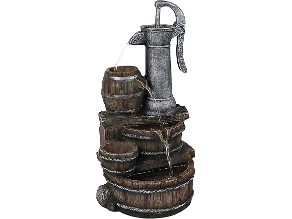 Sunnydaze Cozy Farmhouse Pump and Barrels 23-Inch