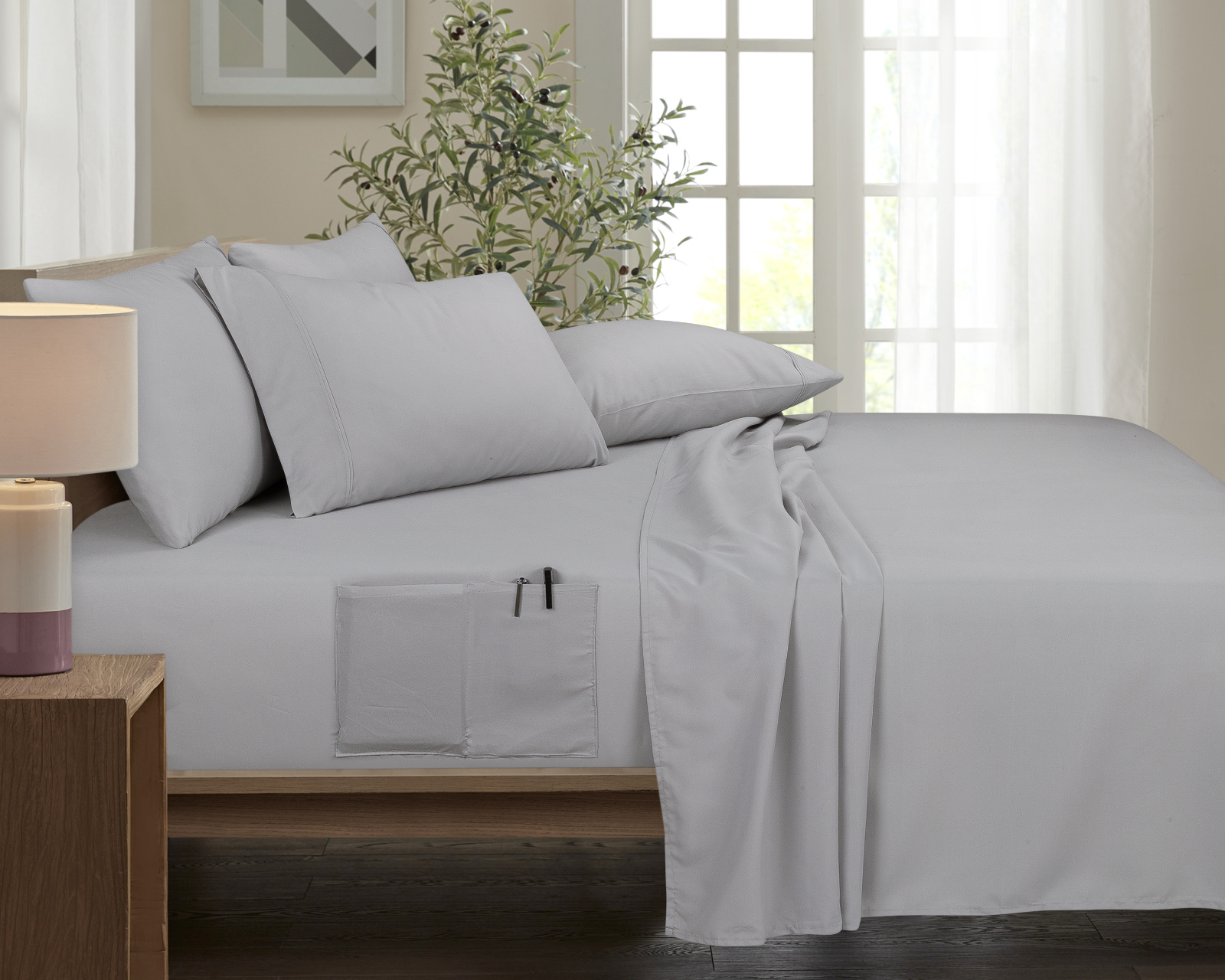 Rayon From Bamboo 6pc Sheets W/ Side Pocket - Gallery 26