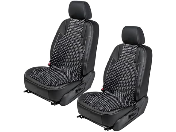 Zone Tech SE0036 Black Wood Beaded Seat Cushion 2 pack
