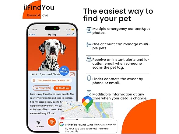 ILFINDYOU Dog Collar with Airtag Holder