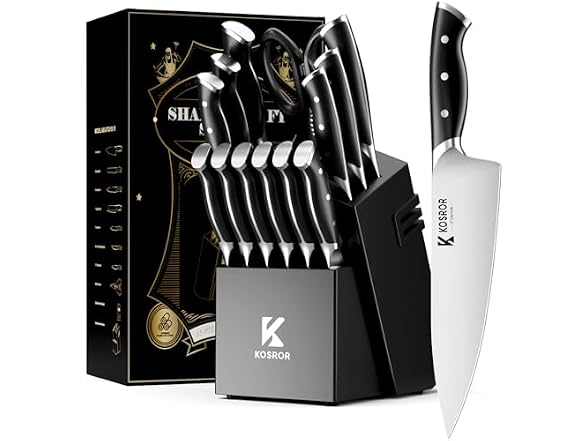 KOSROR Kitchen Knife Set with Block