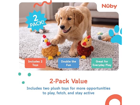 Nuby Nuby Plush Dog Toy 2-Pack Interactive