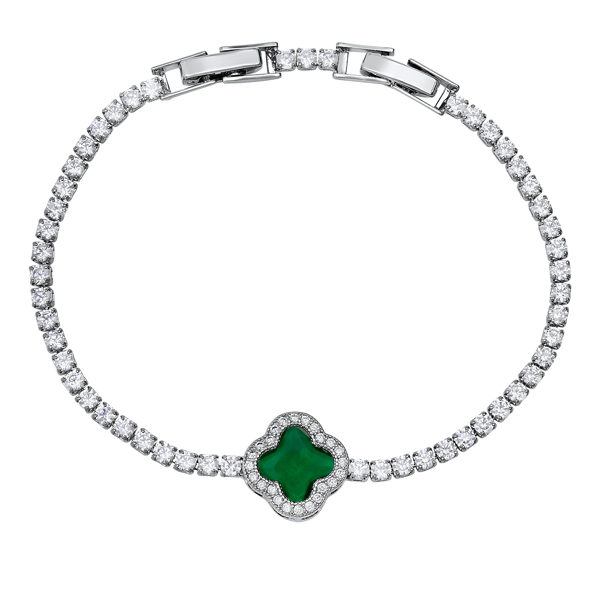 CZ Stone Square Charm Bracelet - Gallery 5